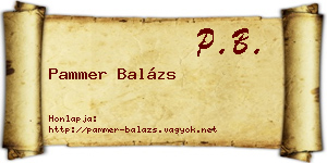 Pammer Balázs névjegykártya